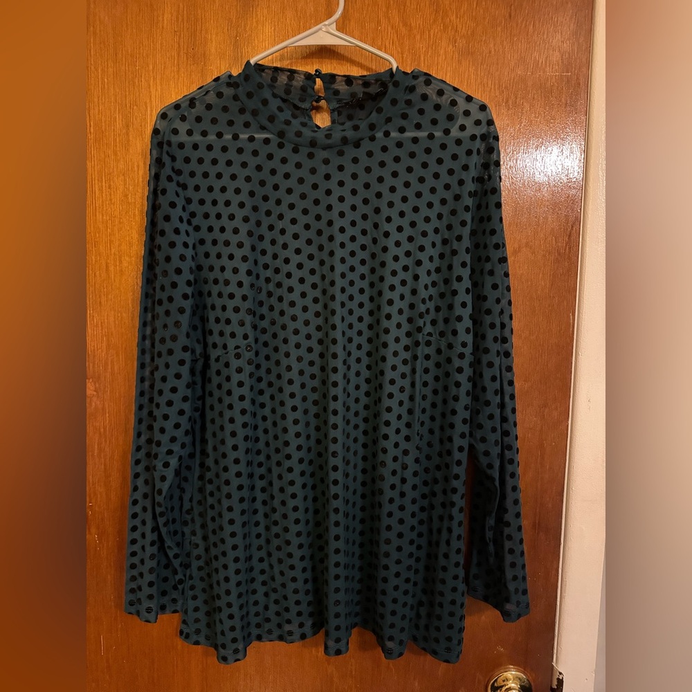 Lane Bryant Teal and Black Polka Dot Dress
